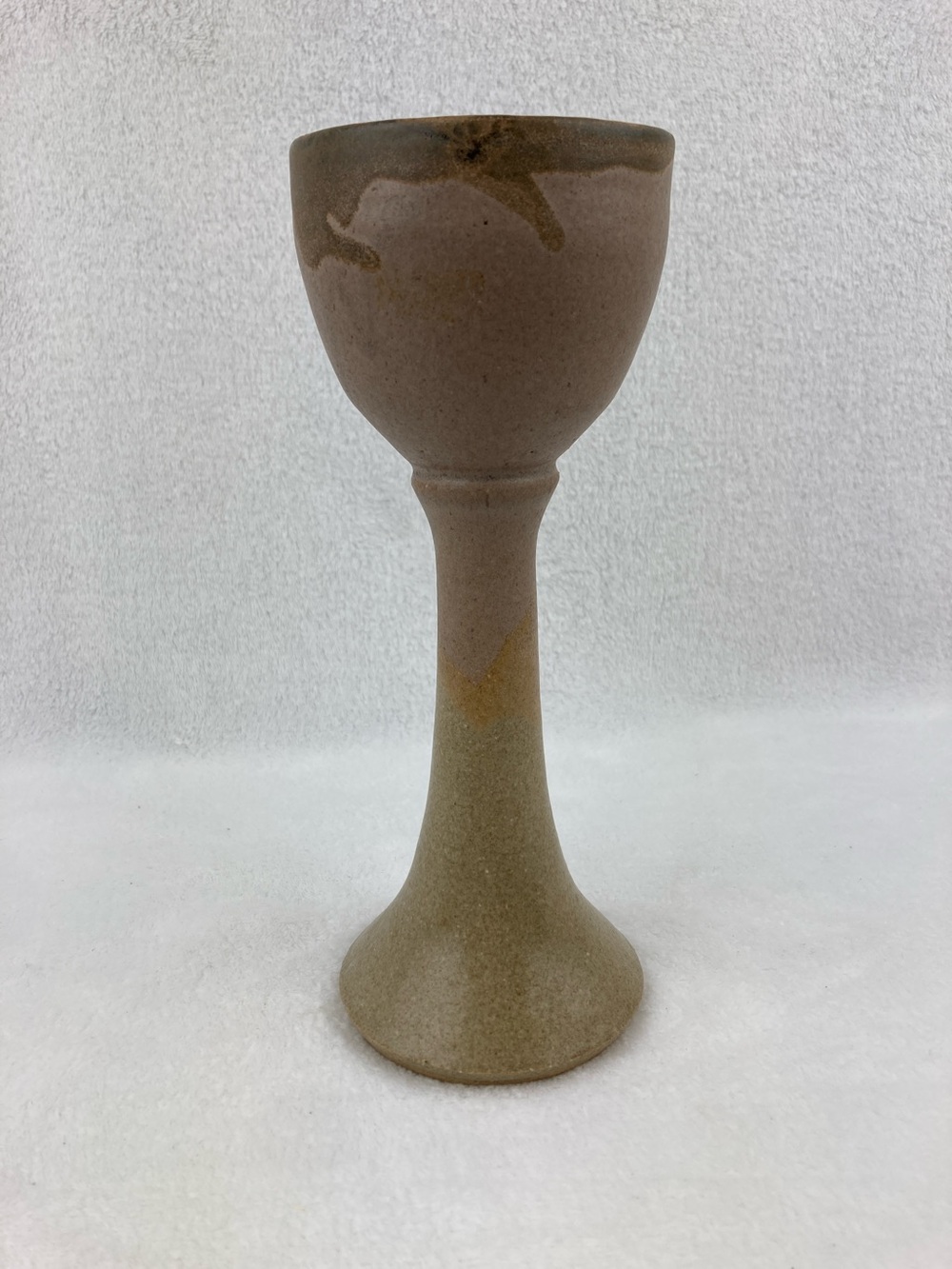Rustic Studio Pottery Tall Chalice Signed 9.5”